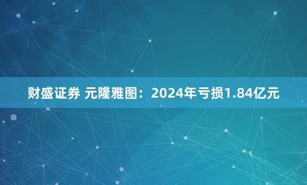 财盛证券 元隆雅图：2024年亏损1.84亿元