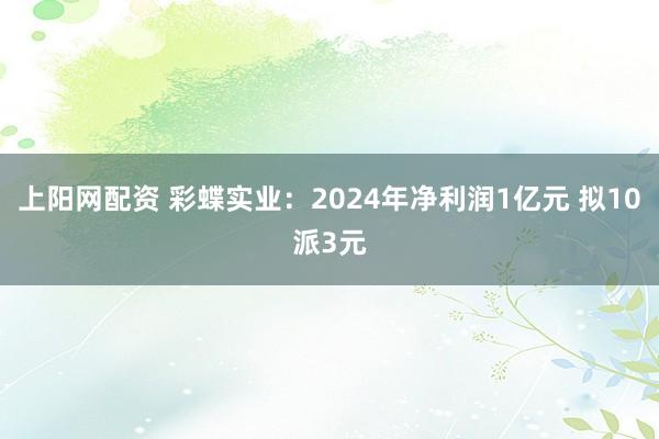 上阳网配资 彩蝶实业：2024年净利润1亿元 拟10派3元